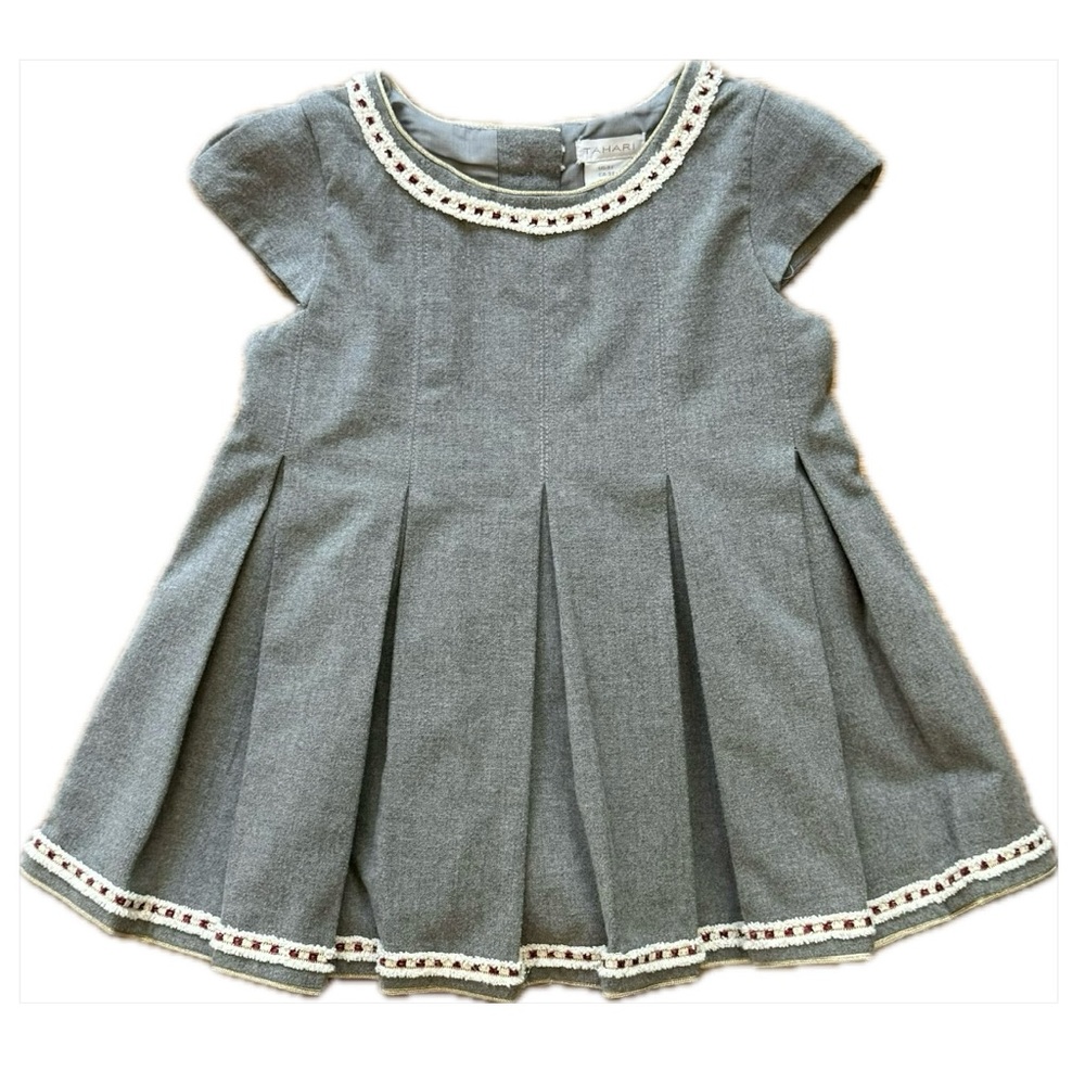 Tahari Gray Pleated Mini Dress Size 3T